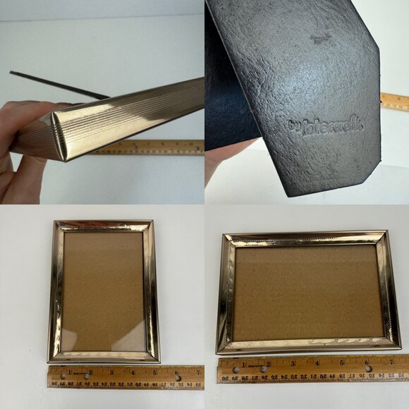 Vtg Lot Tabletop Gold Metal Picture Photo Frames BiFold Hinged Easel Back READ - Picture 6 of 11